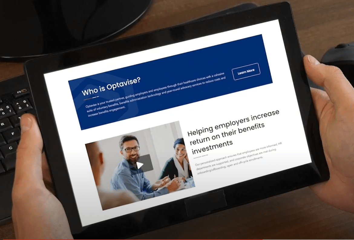 Image of tablet with our website