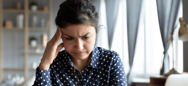 Woman confused by information 