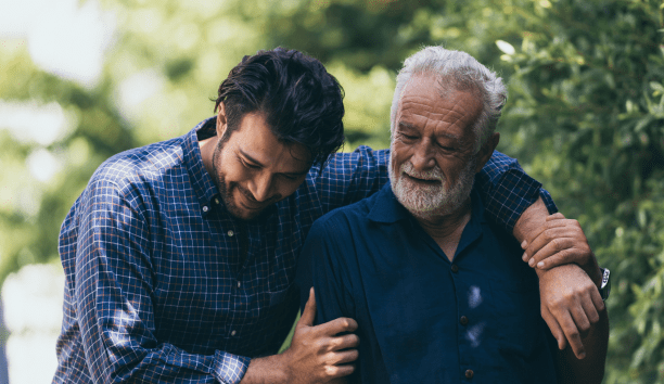 Father and son take a walk