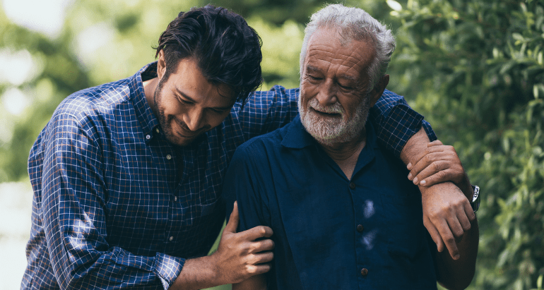 Father and son take a walk